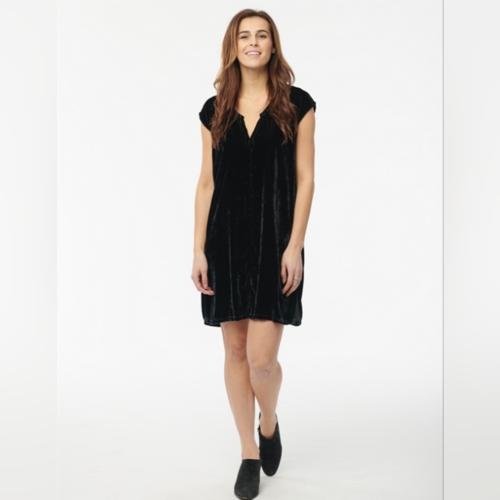 CP SHADES Blue Silk Velvet Cap Sleeve Indie Dress XS